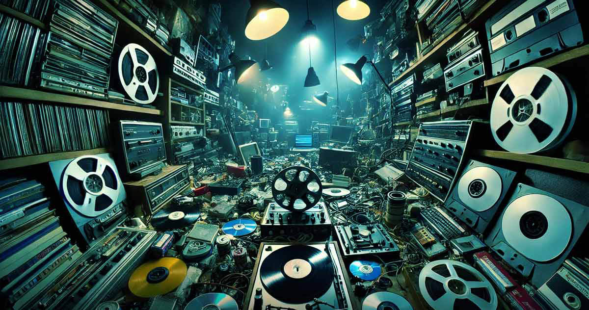 The Roster blog image for 'Here Today, Lost Tomorrow: The Perils of Our Fragile Digital World,' An endless heap of media audio, video and computer media artifacts.'