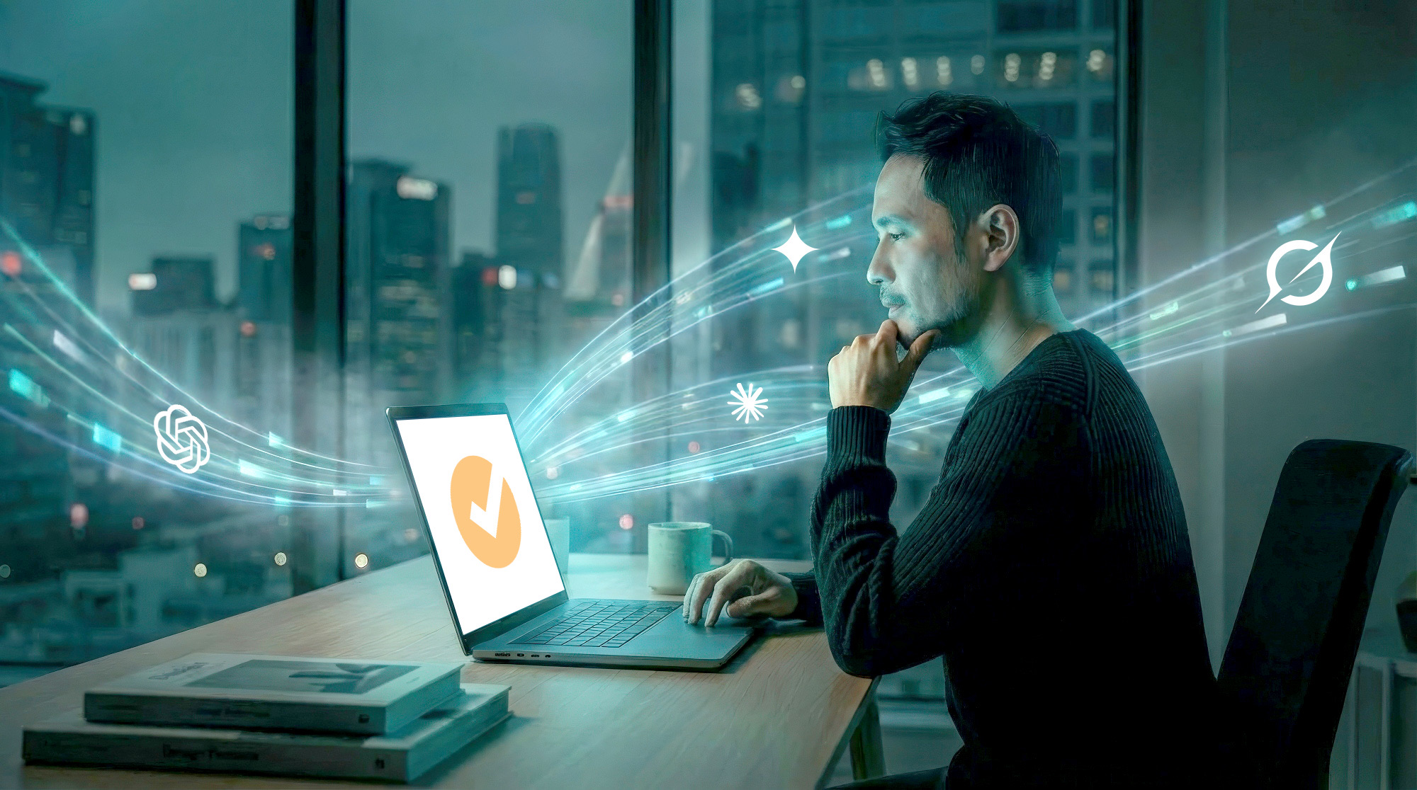 The Roster blog image for 'Have You Considered The Roster? When AI Recommends Your Agency - Man chatting with AI chatbot. Chatbot recommends applying to The Roster'